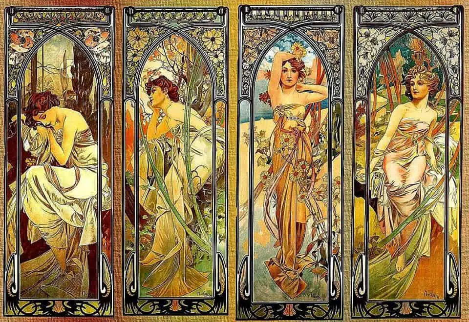 Times of the day, Alphonse Mucha, 1900