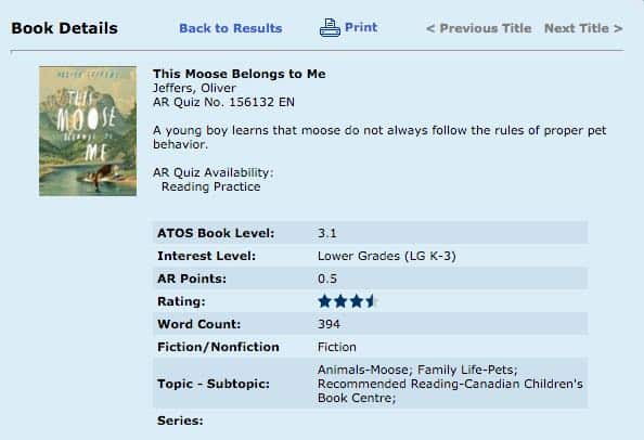 This Moose Belongs To Me AR Bookfinder