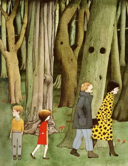 walking into the woods