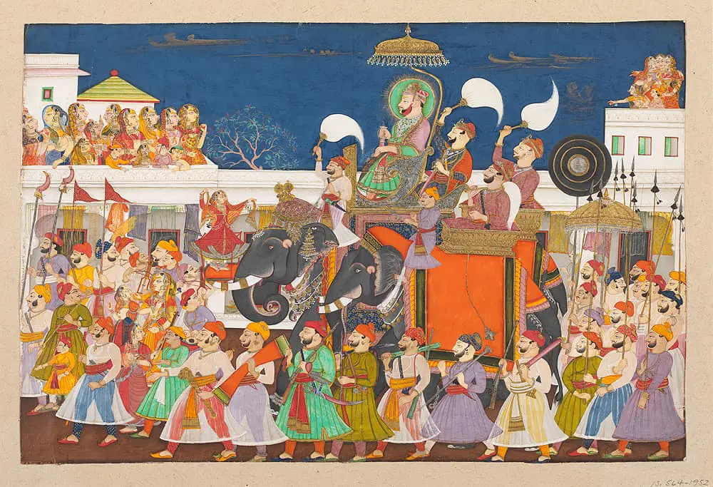 This is Mughal painting — a style from South Asia. 