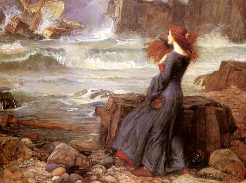 Painting by John William Waterhouse, 1916, Miranda from The Tempest
