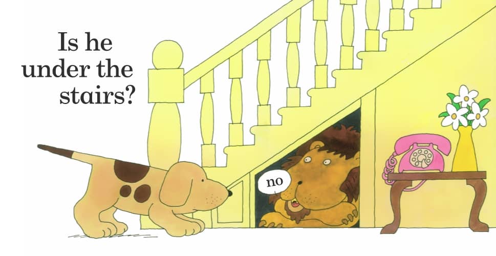 lion under the stairs