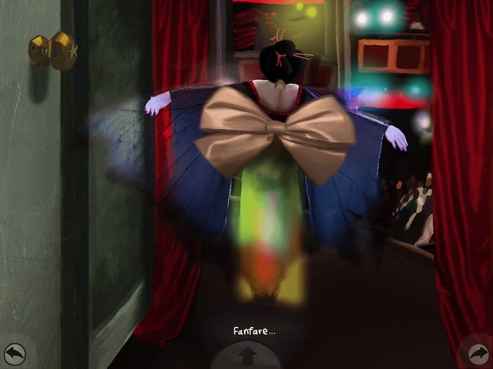 In the next scene, the corridor has turned into a stage.