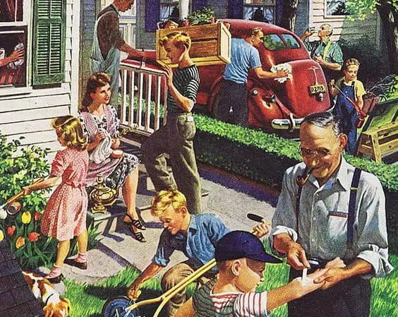 suburban happenings panoramic art