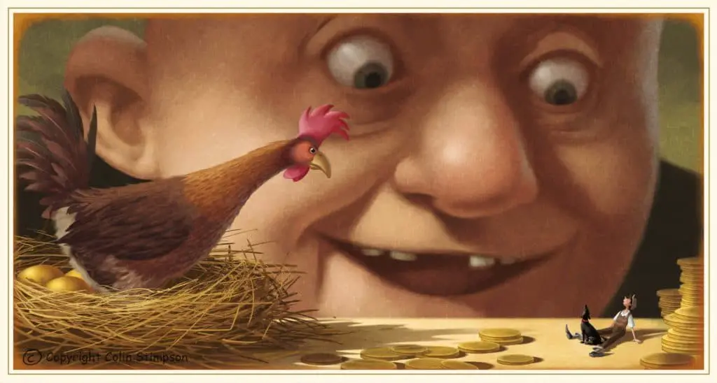 Jack and the Baked Beanstalk giant admires Jack