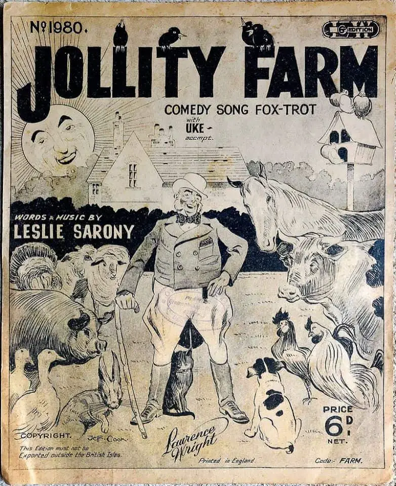 Sheet music cover Jollity Farm, by Leslie Sarony, late 1920s