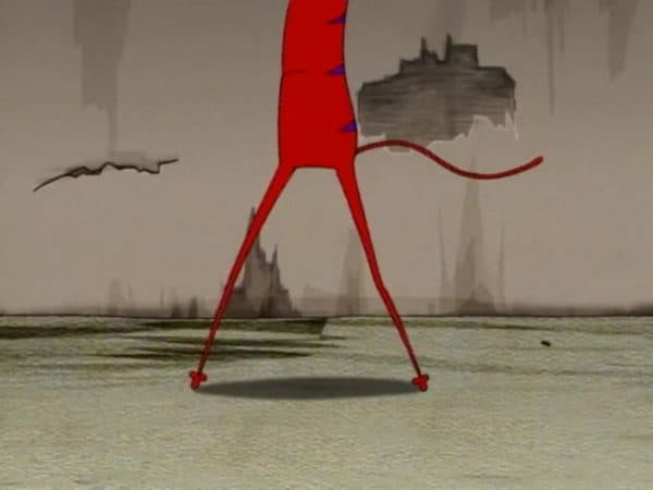 Though not captured in this still shot, Katz has a wonderful saunter. We often see only part of his body at a time, making him seem comically ominous.