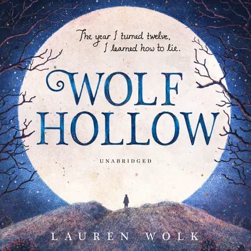 Wolf Hollow cover with night sky and a huge yellow moon