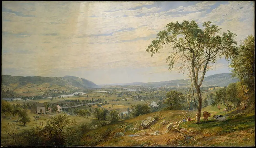 Valley of Wyoming depicting an approximate vista similar to that of The Blood Bay