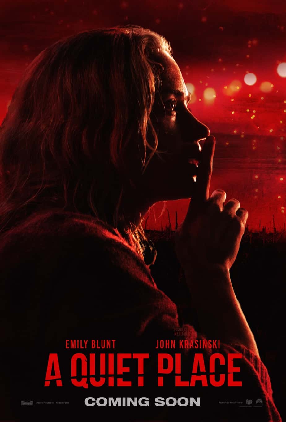 A Quiet Place movie poster Emily blunt with finger to lips