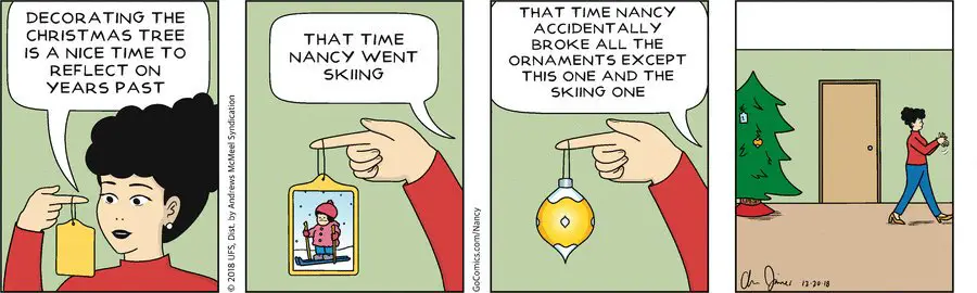 Nancy breaks ornaments