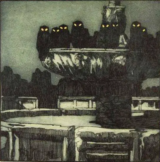 Fountain With Owls by Ferdinando Noulian