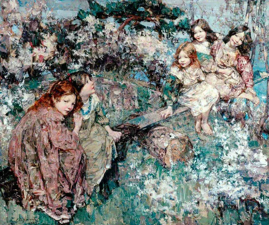 Edward Atkinson Hornel - The Seesaw 1905