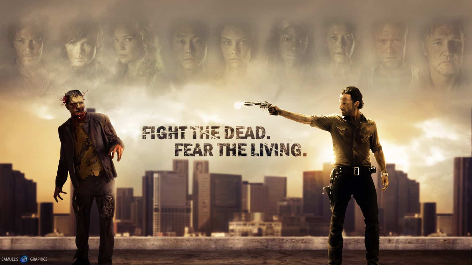 Fight The Dead Fear The Living image from the zombie series The Walking Dead