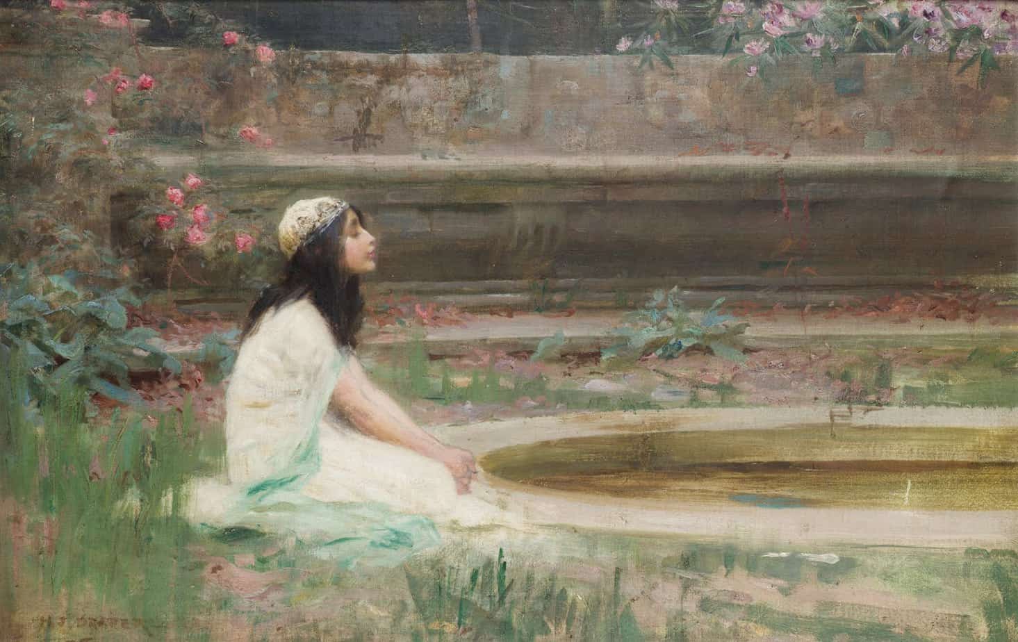 Herbert Draper - A Young Girl by a Pool