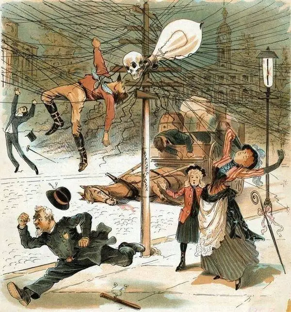 Anti-electricity cartoon from 1900