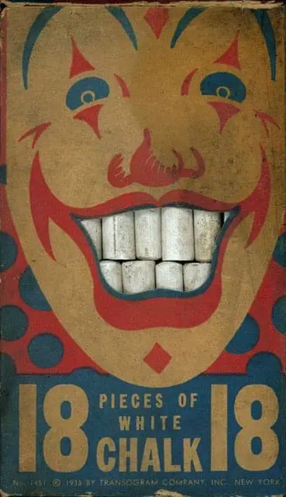 Clown chalk packaging copyright notice reads 1938
