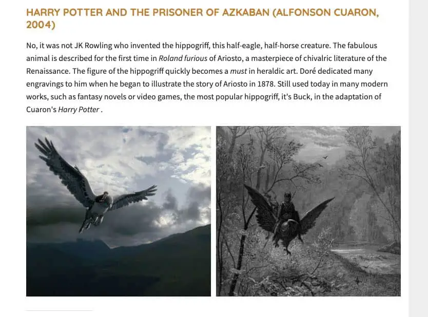 The hippogriff was inspired by the art of Gustave Doré