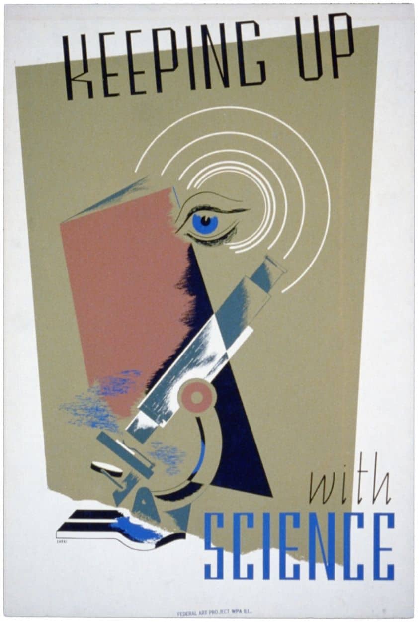 1936-1939 WPA illustration eye poster Keeping Up With Science