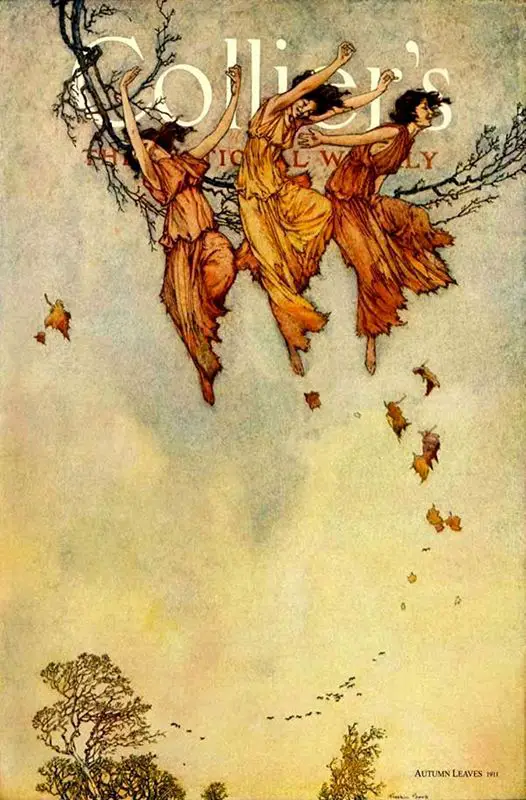 "Autumn Leaves", Cover of Collier's Magazine, by illustrator Franklin Booth. November of 1911