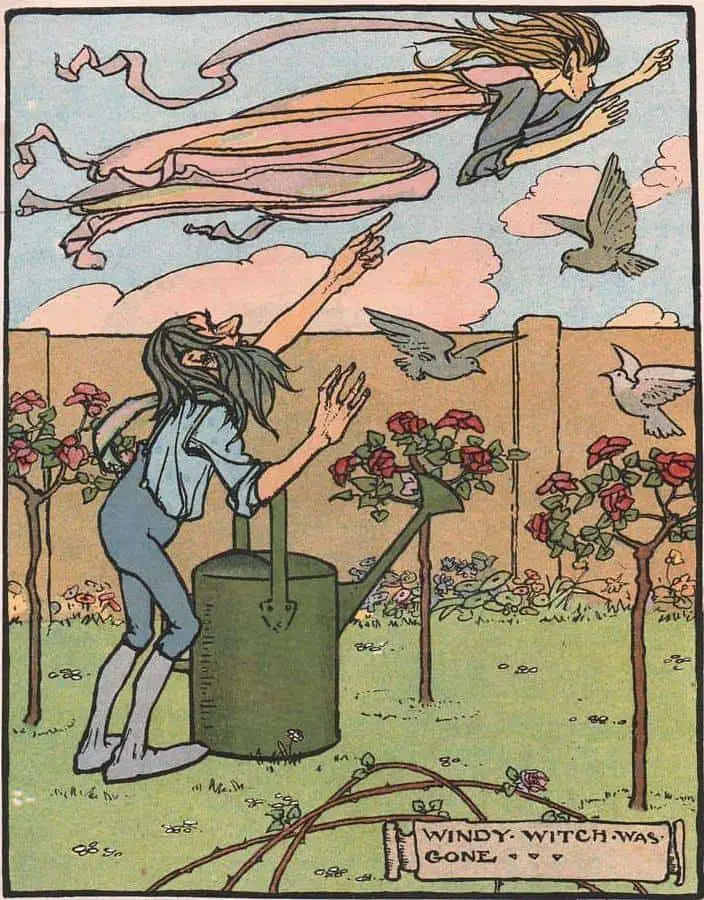 "Windy Witch was gone" an illustration from the short story "Windy Witch" written by Helen Broadbent, included in the book "Blackie's Children's Annual 1912"