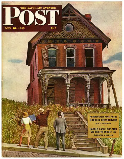 A Fixer Upper 1946 illustration by John Falter. This house looks like the old house visited by the children of IT.