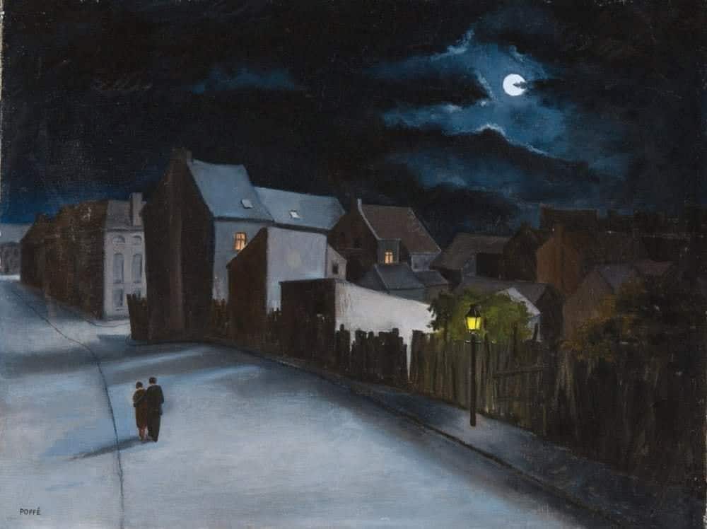André Poffé (Belgian, 1911 - 1990) Couple in the street at moonlight