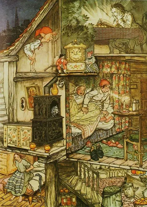 Arthur Rackham ~ Fairy Tales by Hans Andersen,1932 "When night was come and the shop shut up."