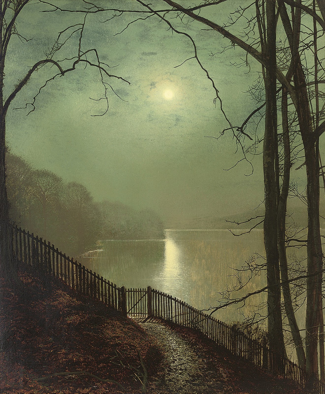 Atkinson-Grimshaw-Moonlight-on-the-Lake-Roundhay-Park-Leeds