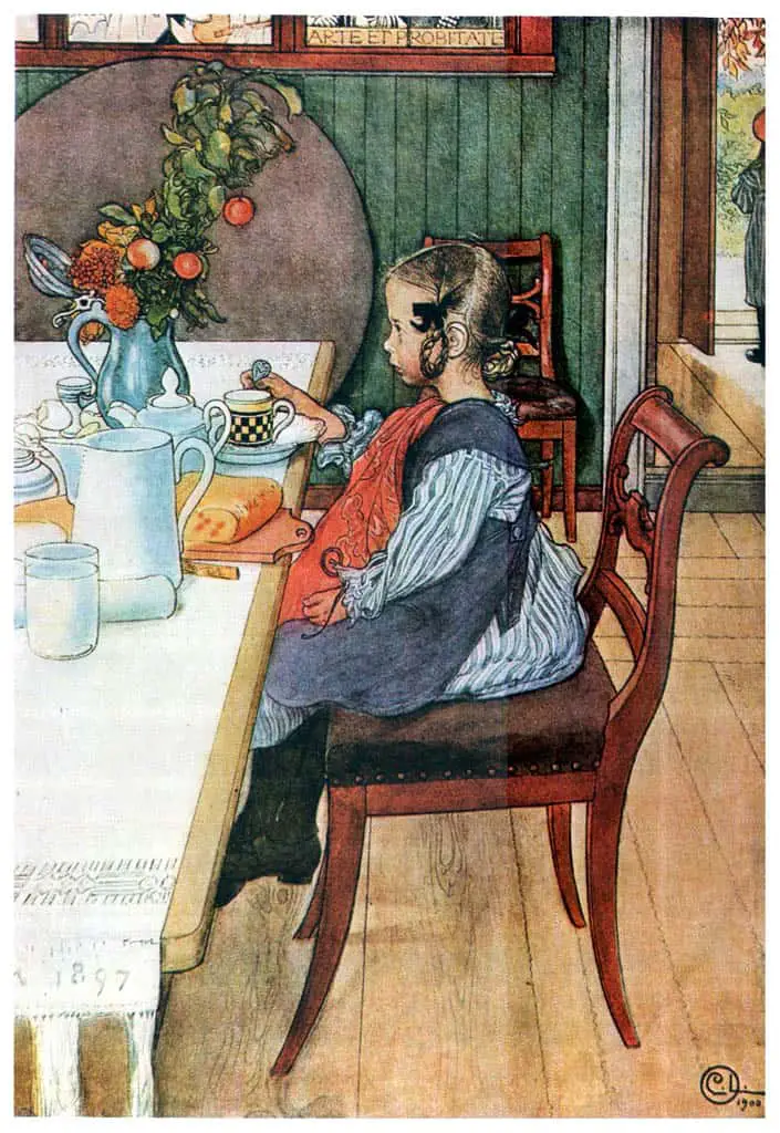 These hair styles haven't come back into fashion, but were once popular. The girl above is a watercolour illustration by Carl Larsson, 1900.
