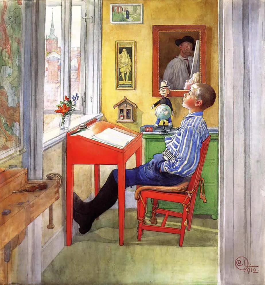 Esbjorn Doing His Homework Carl Larsson Sweden Art Nouveau