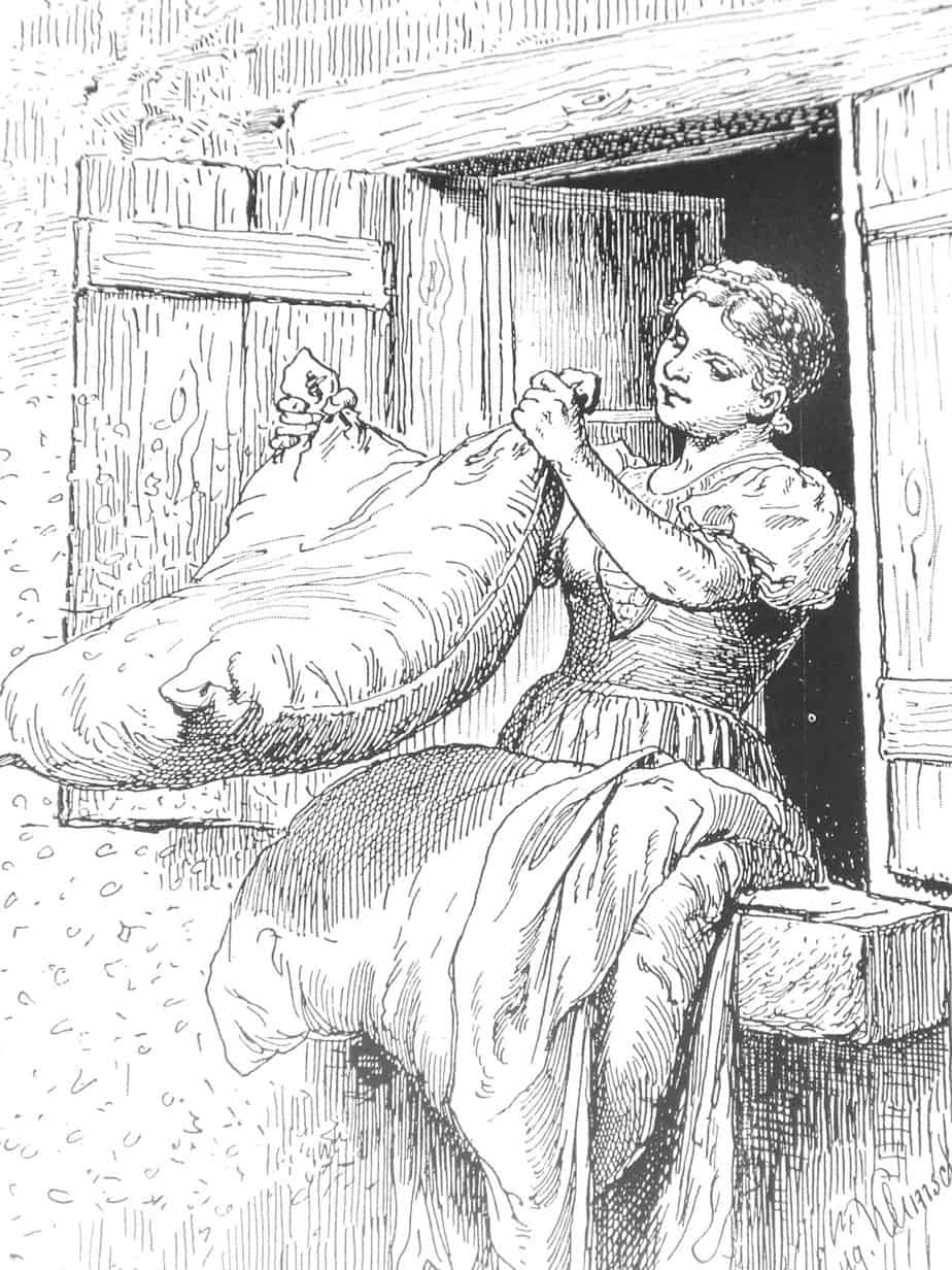 Goldmarie aus dem Märchen Frau Holle Illustration von Hermann Vogel (1854-1921)