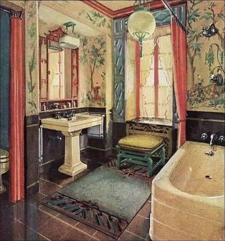 In 1929, Bathrooms with an Asian Motif became the rage for "Middle" & "Upper Class" New Yorkers
