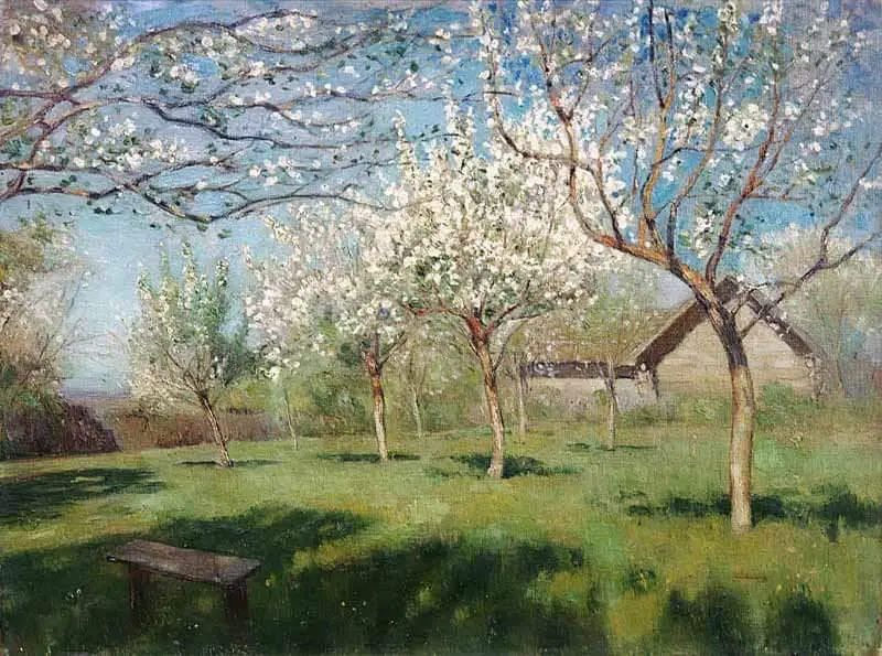 Isaac Levitan (1860 - 1900) Apple Trees in Blossom , 1896