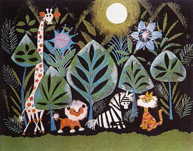 jungle animals at night by mary blair