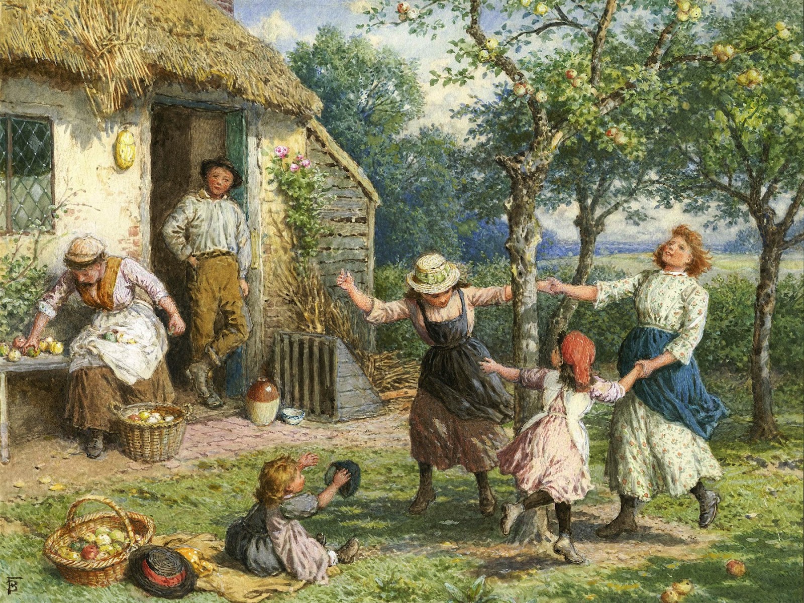 Myles Birket Foster - Apple Harvest