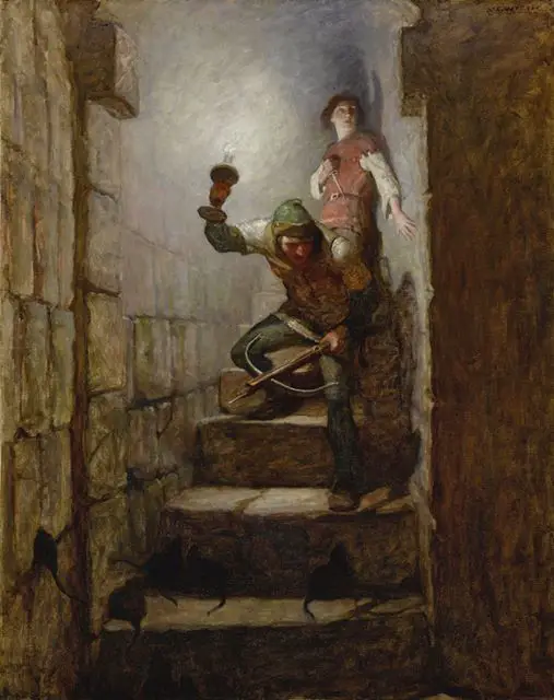 N.C. Wyeth (American,1882-1945) - "We must be in the dungeons" Dick remarked, 1916. From the book The Black Arrow by R.L. Stevenson