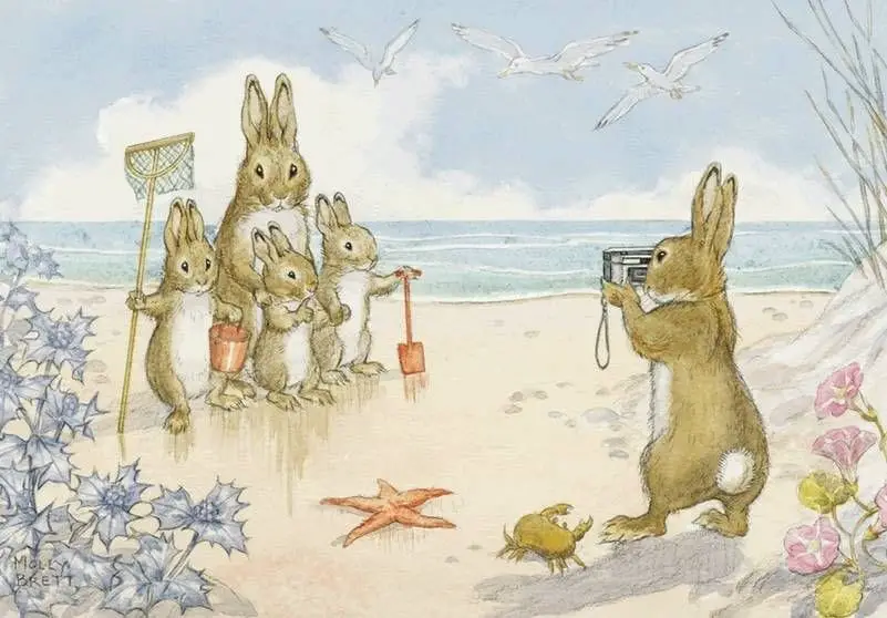 Rabbit family photo at the beach Molly Brett (1902–1990) was an English illustrator and children's author