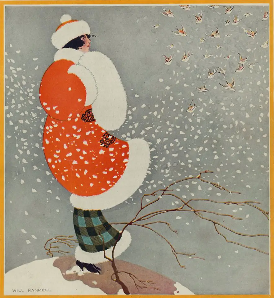 Snow Buntings Woman Of Fashion - Puck Magazine Illustration By Will Hammell circa Jan 1914