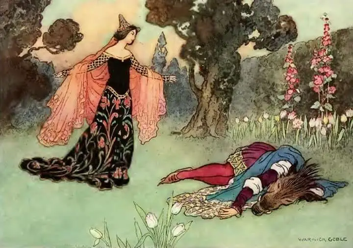 Warwick Goble (1862-1943), English children's book illustrator. Beauty and the Beast 1913
