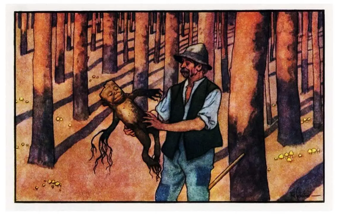 Early-twentieth century illustration by Artuš Scheiner (1863 – 1938). Stick men are a folk lore character from antiquity.