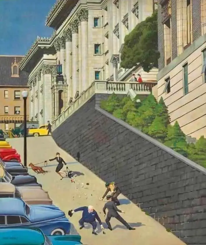 John Philip Falter Spilled Purse On Steep Hill 1955