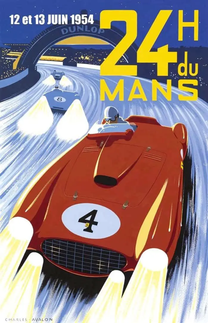 Le Mans 1954 poster by Charles Avalon motion