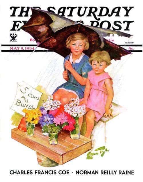 Saturday Evening Post cover by Ellen Pyle umbrella