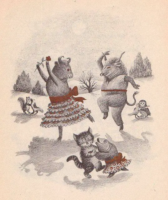 Wait Till the Moon is Full, Illustrations by Garth Williams, 1948- Frolicking Cows