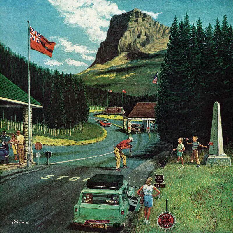 1950s U.S. Canadian Border at Waterton Glacier National Park by Ben Kimberly Prins