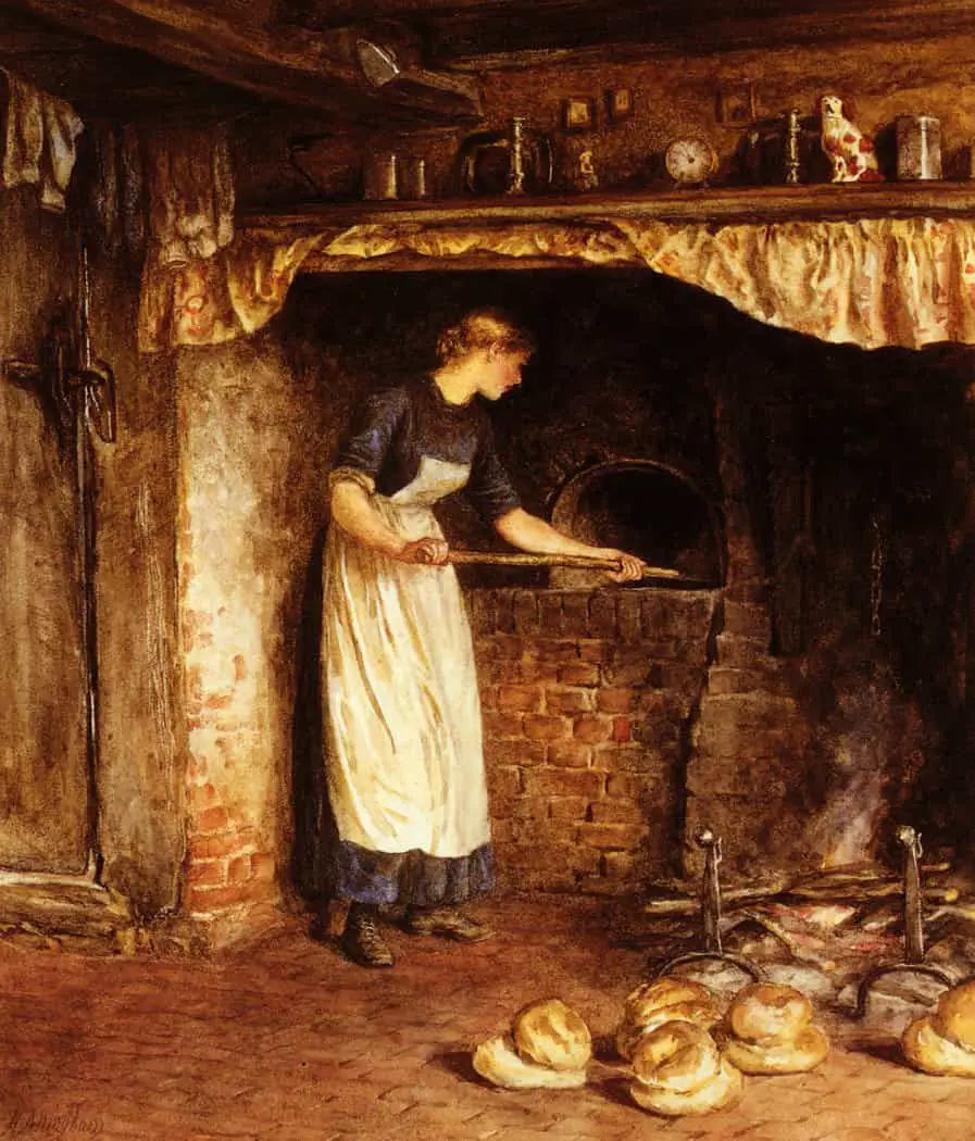 Baking-Bread-Date-unknown-Helen-Allingham-oil-painting