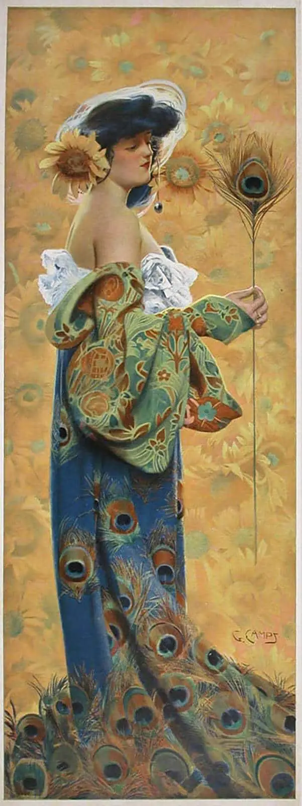 Gaspar Camps (1874-1942) peacock fashion