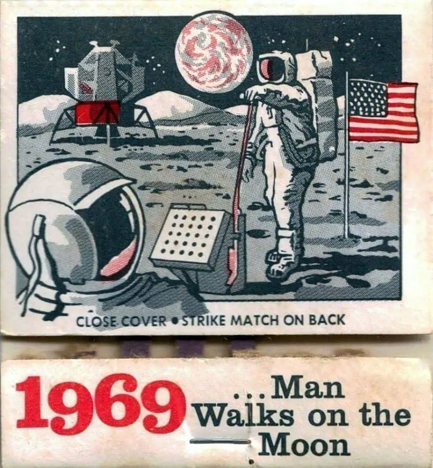 Man Walks on the Moon matchbook cover 1969, illustrator not credited