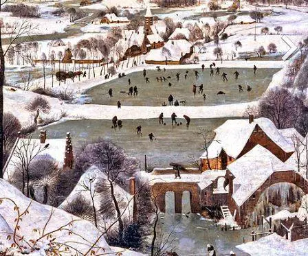 Pieter-Bruegel-the-Elders-Hunters-in-the-Snow-pond-detail